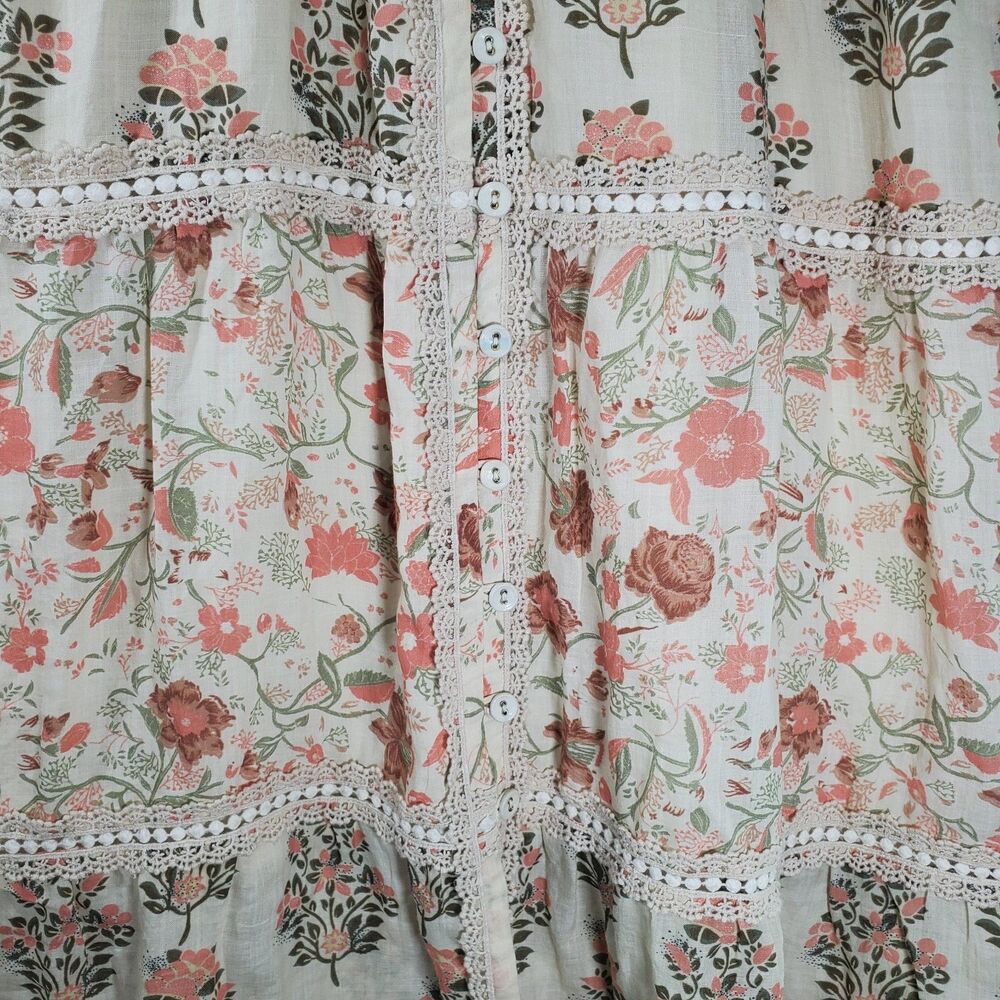 sz L Let Me Be Anthropology Wonton Flower Print Maxi Dress Free People Letmebe - Picture 11 of 14
